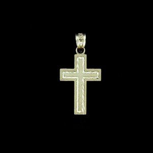 Real 10K Yellow Gold Diamond Cut Jesus Crucifix Cross Pendant